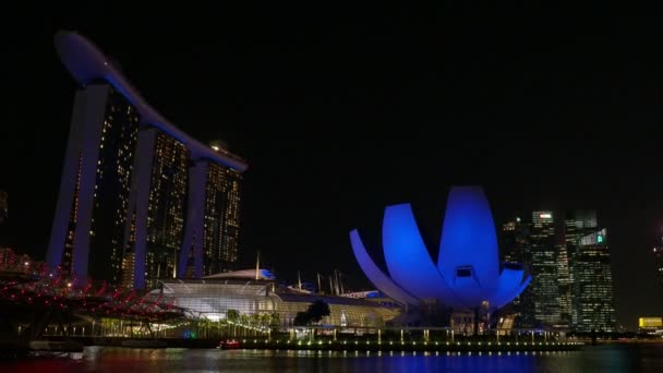 Πόλη Σιγκαπούρη Σιγκαπούρη Απριλίου 2018 Φάσματα Φως Και Νερό Εμφάνιση — Αρχείο Βίντεο