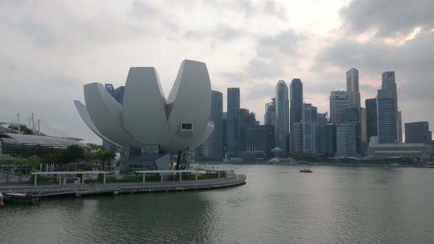 Singapura Singapura Fevereiro 2020 Vista Sobre Singapore City Skyline Noite — Vídeo de Stock