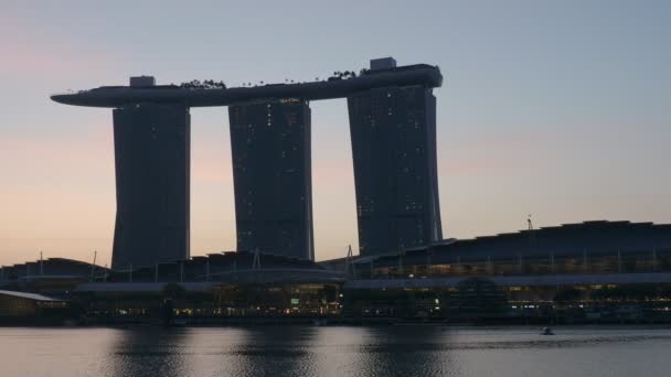 Singapore City Singapore Februari 2019 Marina Bay Sands Vid Soluppgången — Stockvideo