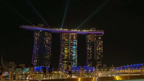 Stad Singapore Singapore April 2018 Spectra Licht Water Toon Marina — Stockvideo