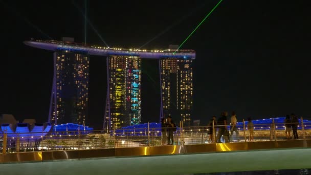Město Singapur Singapur Dubna 2018 Spektra Světla Vodní Show Marina — Stock video