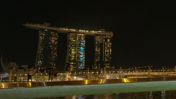 Město Singapur Singapur Dubna 2018 Spektra Světla Vodní Show Marina — Stock video