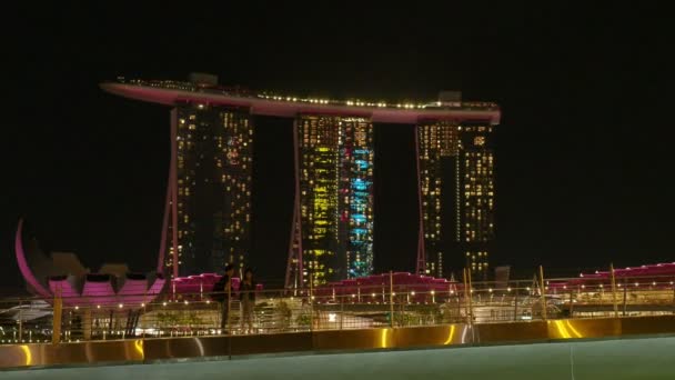 Città Singapore Singapore Aprile 2018 Spettacolo Luce Acqua Marina Bay — Video Stock