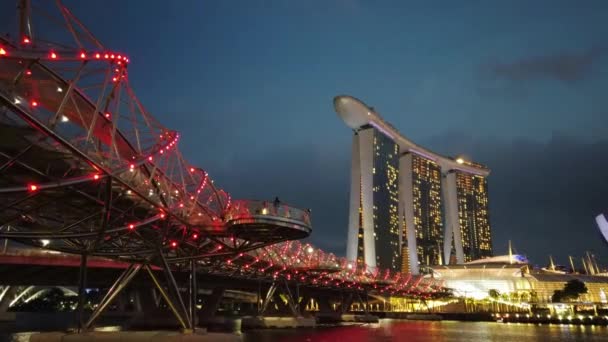 Singapore Singapore February 2020 View Singapore City Skyline Night — стокове відео