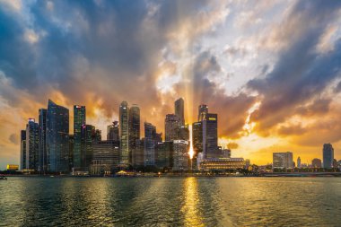 Singapur Şehri Skyline 'da görüntüle
