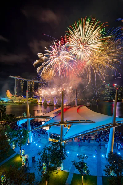 Uitzicht op Singapore City Skyline — Stockfoto