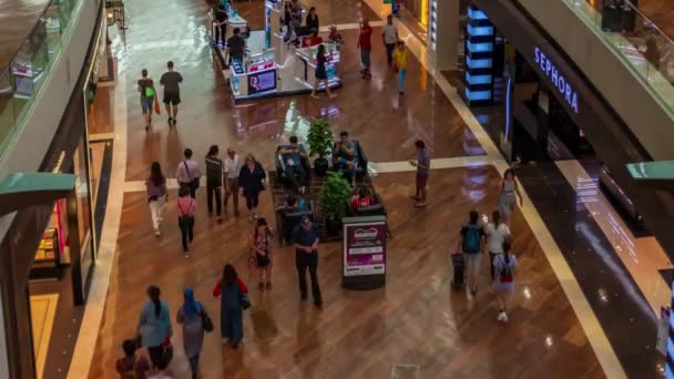 Belül Marina Bay Sands Bevásárlóközpont Shoppes — Stock videók