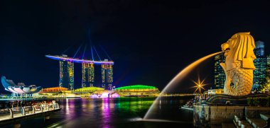  Singapur Merlion Park şehir merkezi, Singapur iş bölgesi. 