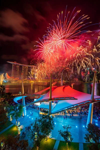 Προβολή στο Singapore City Skyline — Φωτογραφία Αρχείου