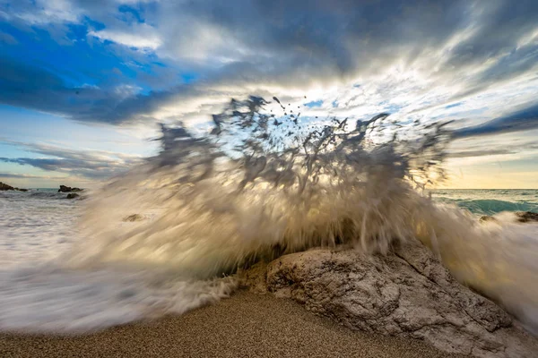 Sunset at the beach in Lefkas — Stock Photo, Image