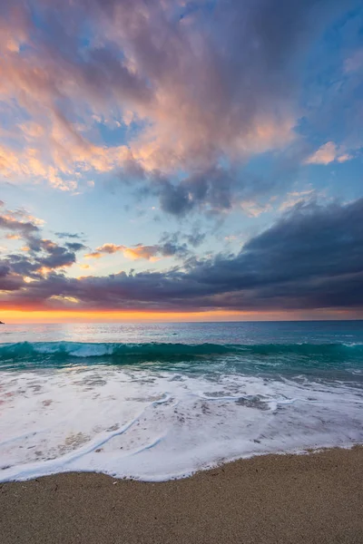 Sonnenuntergang am Strand in Lefkas — Stockfoto