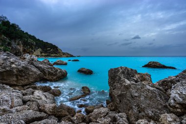 Lefkas adasında Agios Nikitas plaj 