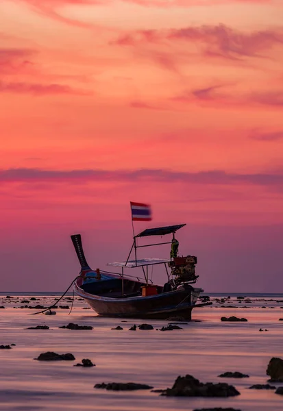 Long tail boat at sunset in Thailand — Stock Photo, Image