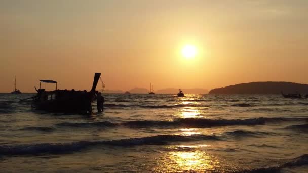 Solnedgång Nang Krabi Provinsen Thailand — Stockvideo