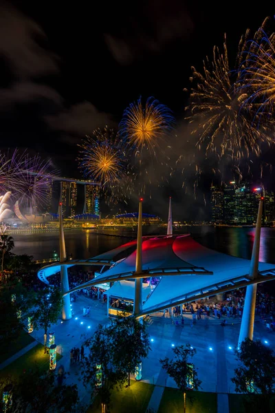 Προβολή στο Singapore City Skyline — Φωτογραφία Αρχείου