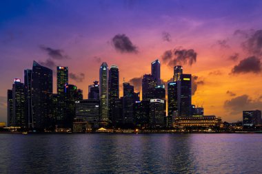 Singapur Şehri Skyline 'da görüntüle