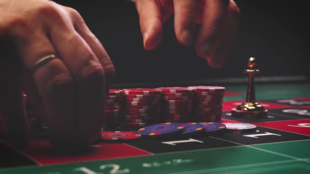 Tavolo Roulette Slow Motion Vicino Casinò Focus Selettivo — Video Stock