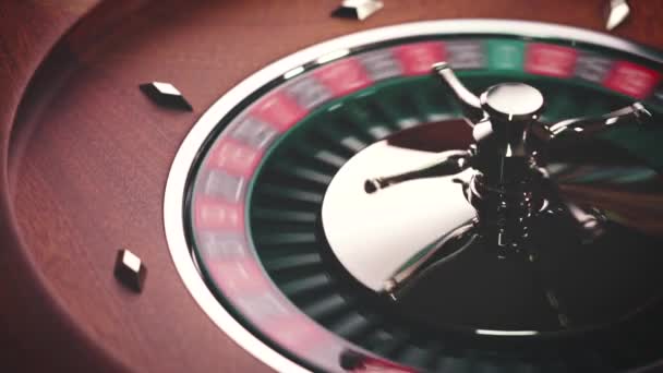 Roulette Tafel Slow Motion Close Bij Het Casino Selectieve Focus — Stockvideo