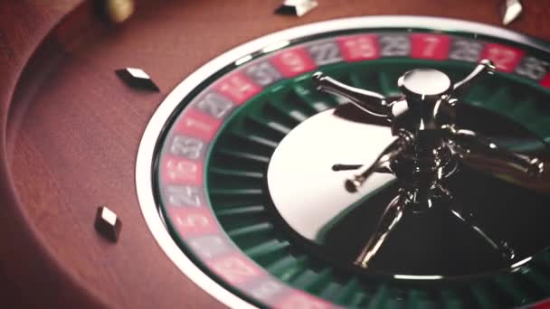 Roulette Bord Slow Motion Närbild Kasinot Selective Focus — Stockvideo