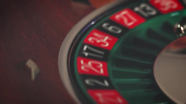 Roulette Table Slow Motion Close Casino Selective Focus — Stock Video