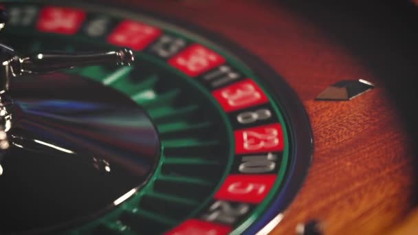 Mesa Ruleta Cámara Lenta Cerca Casino Enfoque Selectivo — Vídeo de stock