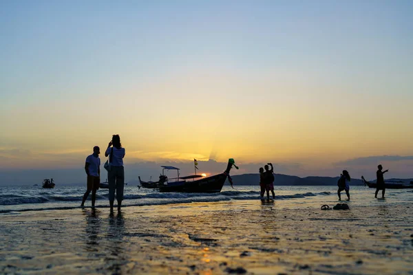 Zachód Słońca Prowincji Nang Krabi Tajlandia — Zdjęcie stockowe