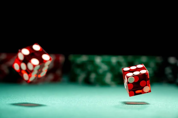Casino Craps Zbliżenie Kości Płytka Głębia Ostrości — Zdjęcie stockowe