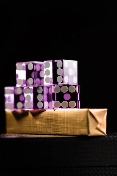 Real Boxed Casino Craps Dice Close Shallow Depth Field — Stock Photo, Image