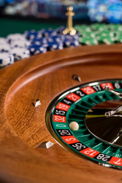 Mesa Ruleta Cerca Casino Enfoque Selectivo — Foto de Stock