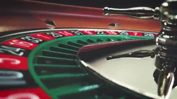 Roulette Hjul Vinnande Nummer Närbild Kasinot Selective Focus — Stockvideo