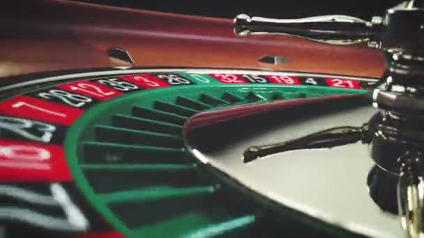 Roulette Wheel Winning Number Close Casino Selective Focus — Stock Video