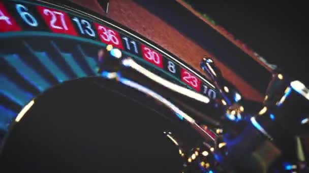 Ruota Della Roulette Numero Vincente Vicino Casinò Focus Selettivo — Video Stock