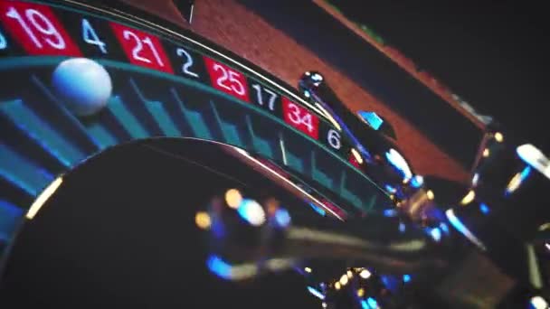 Roulette Bord Slow Motion Närbild Kasinot Selective Focus — Stockvideo