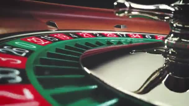 Roulette Tafel Slow Motion Close Bij Het Casino Selectieve Focus — Stockvideo