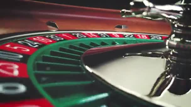 Roulette Bord Slow Motion Närbild Kasinot Selective Focus — Stockvideo