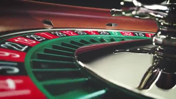 Roulette Tafel Slow Motion Close Bij Het Casino Selectieve Focus — Stockvideo