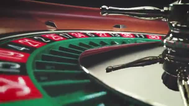 Roulette Bord Slow Motion Närbild Kasinot Selective Focus — Stockvideo