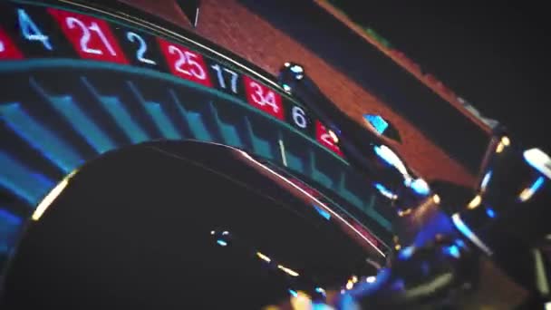 Mesa Ruleta Cámara Lenta Cerca Casino Enfoque Selectivo — Vídeos de Stock