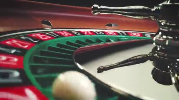 Table Roulette Slow Motion Close Casino Focus Sélectif — Video
