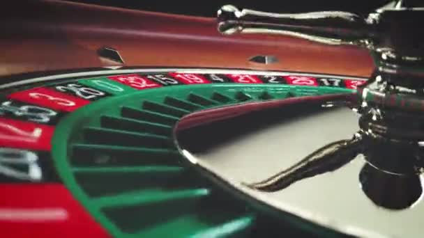 Roulette Bord Slow Motion Närbild Kasinot Selective Focus — Stockvideo