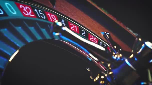 Mesa Ruleta Cámara Lenta Cerca Casino Enfoque Selectivo — Vídeos de Stock