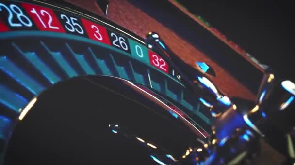 Tavolo Roulette Slow Motion Vicino Casinò Focus Selettivo — Video Stock