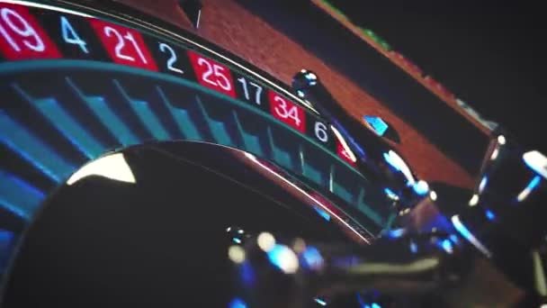 Roulettetisch Slow Motion Hautnah Casino Selektiver Fokus — Stockvideo