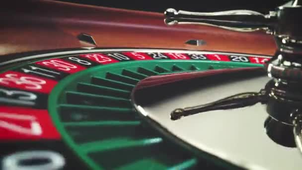 Roulette Bord Slow Motion Närbild Kasinot Selective Focus — Stockvideo