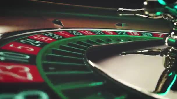 Roulette Bord Slow Motion Närbild Kasinot Selective Focus — Stockvideo