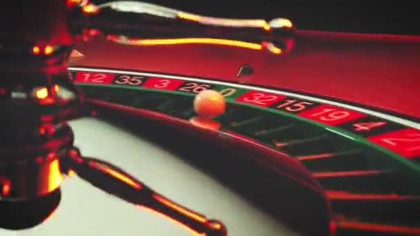 Roulette Bord Slow Motion Närbild Kasinot Selective Focus — Stockvideo