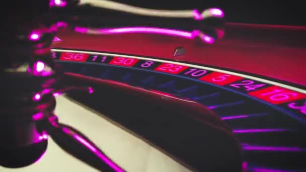 Roulette Tafel Slow Motion Close Bij Het Casino Selectieve Focus — Stockvideo