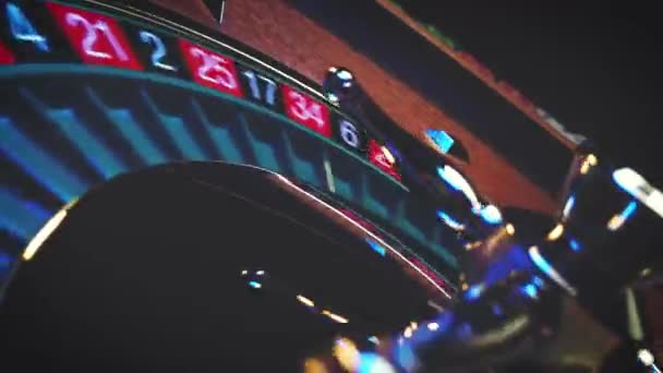 Roulette Table Slow Motion Close Casino Selective Focus — Stock Video