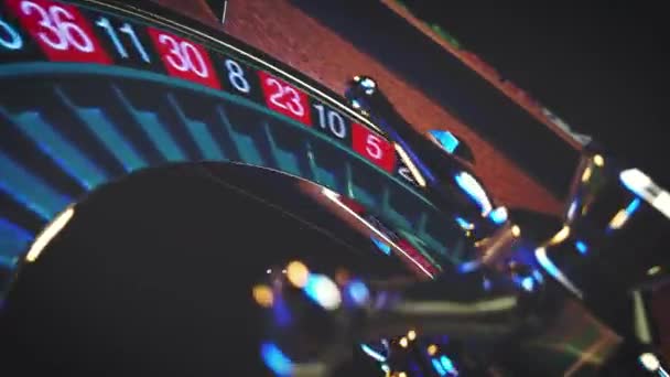 Mesa Roleta Slow Motion Close Casino Foco Seletivo — Vídeo de Stock