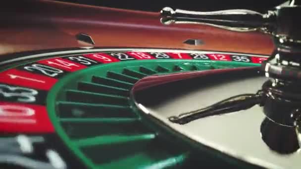 Roulette Bord Slow Motion Närbild Kasinot Selective Focus — Stockvideo